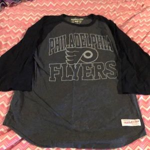 Mitchell&ness Philadelphia Flyers mens 3/4 sleeve raglan tshirt